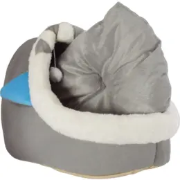 Cat Plush Bed Grey-Sky Blue Inner